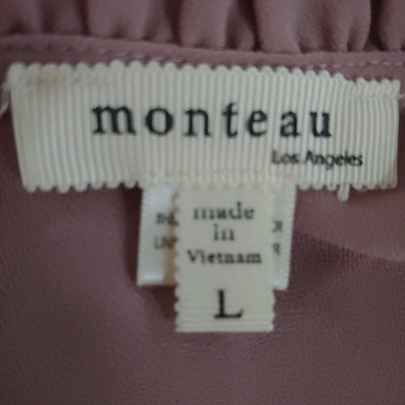Monteau Pink Ruffled Cap Sleeve Blouse L - Picture 2 of 8